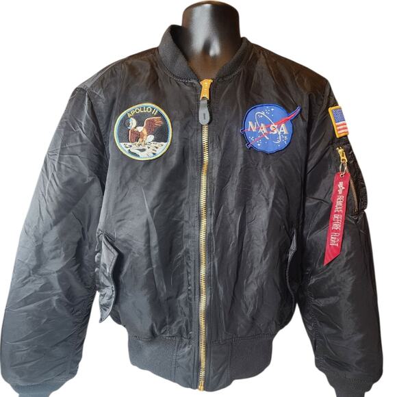 Alpha Industries NASA Apollo MA-1 Bomber Jacket Large Flight USAF Space Aviation - Picture 1 of 16